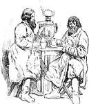 "The Russians drink more tea perhaps than any other people. The tea is served in glass tumblers, with two or three lump of sugar and a slice of lemon, but without milk." —Carpenter, 1902
