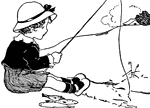 A child fishing.