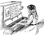 A girl playing the piano.