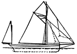A Yawl sailing ship.