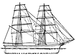 An Brig sailing ship.