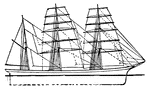 An Three-masted barque sailing ship.
