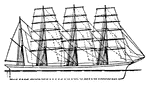 An Four-masted barque sailing ship.