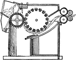 A machine seed in separating the seeds from the cotton fiber.