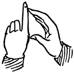 Sign language for the letter "D"
