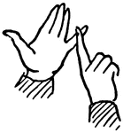 Sign language for the letter "U"