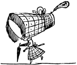 A scene from the nursery rhyme, <em>The Nonsense of Edward Lear</em>. There was a young lady of Dorking, who bought a large bonnet for walking; But its colour and size so bedazzled her eyes, that she very soon went back to Dorking.
