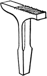 A hammer with a narrow rounded edge, used for making tubes and cylindrical moldings.