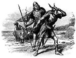 The Northmen, or Norsemen, landing on America in 1000 A.D.