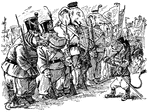 A scene from the story, <em>When The Animals Were At War</em>. Drilling before the battle.