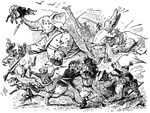 A scene from the story, <em>When The Animals Were At War</em>. The fighting was paw to paw.
