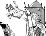 A scene from the story, <em>The Magic Horse</em> from <em>Arabian Nights</em>.