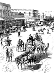 Cotton Wagons on Elm Street, in Dallas, Texas.