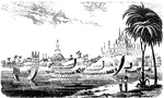 Birman Temples and war-boats.