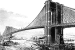 The East River suspension bridge of New York City.