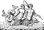"Triton was the son of Neptune and Amphitrite, and the poets made him his father's trumpeter. Proteus was also a son of Neptune." &mdash;Bulfinch, 1897