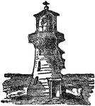 An elevated structure or tower placed near a seaport or some headland for the purpose of protecting vessels at night by warning navigators of danger, and also serving as a general landmark.