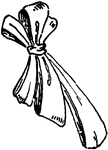 "For the uneven bow, measure a long loop, plait, and hold with right hand. Opposite this, measure, plait, and hold a much shorter loop. Parallel with the first loop measure, plait, and hold a loop a little shorter than the first one Opposite, measure another loop a little shorter than loop No. 2. Parallel with loop No. 1 make a fifth loop. Continue until you have as full a bow as you wish." &mdash;Kinne, 1920