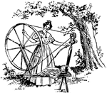 A spinning wheel used for cotton.
