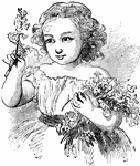 A young girl with flowers.