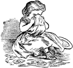 A young girl crying.