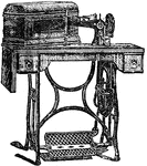 A machine for sewing or stitching fabrics, leather, paper, and other materials.
