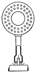 This illustration shows a Bunsen burner placed horizontally. It has holes to admit the air to the mixer.
