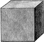 A regular body with six square faces; a rectangular parallelopiped, having all its edges equal.