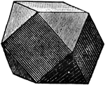 A solid with fourteen faces formed by cutting off the corners of a cube parallel to the coxial octahedron far enough to leave the original faces squares, while adding eight triangular faces at the truncations.