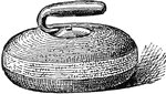 A stone used in the game of curling. In shape it resembles a small convex cheese with a handle in the upper side.