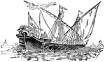 Any ship propelled primarily by man-power, using oars. Most galleys also use masts and sails as a secondary means of propulsion.