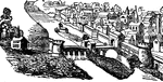 This image shows Orleans in the fifteenth century. Orleans is a city and commune in north-central France.