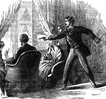 This illustration shows the assassination of President Lincoln by John Wilkes Booth.
