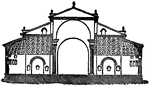 This illustration shows the transverse section of the Basilica of Maxentius.