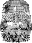 This illustration shows the trial of King Charles I. He was put on trial after a civil war, which lead to his beheading.