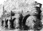 This illustration shows a bridge leading in to the town of Saragossa, Spain. Saragossa is a city famous for holding invaders during numerous wars.