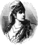 This illustration shows a Circassian woman. The Circassians is a term that commonly refers to all the peoples of the Northwest Caucasus.