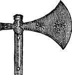 A battle ax having no spike or beak on the opposite side, but an extremely elongated blade.
