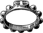 A ring having knobs or bosses on the circumference, usually ten.