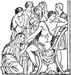 Priam kissing the hand of Achilles.