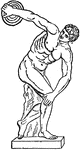 This illustration shows a sculpture of a discus thrower.
