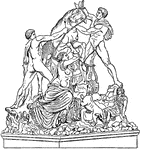 A very large sculpture crafted by Apollonius of Tralles and his brother Tauriscus representing the myth of Dirce, the wife of Lykos, King of Thebes.