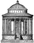 This illustration shows a round temple at Tivoli.