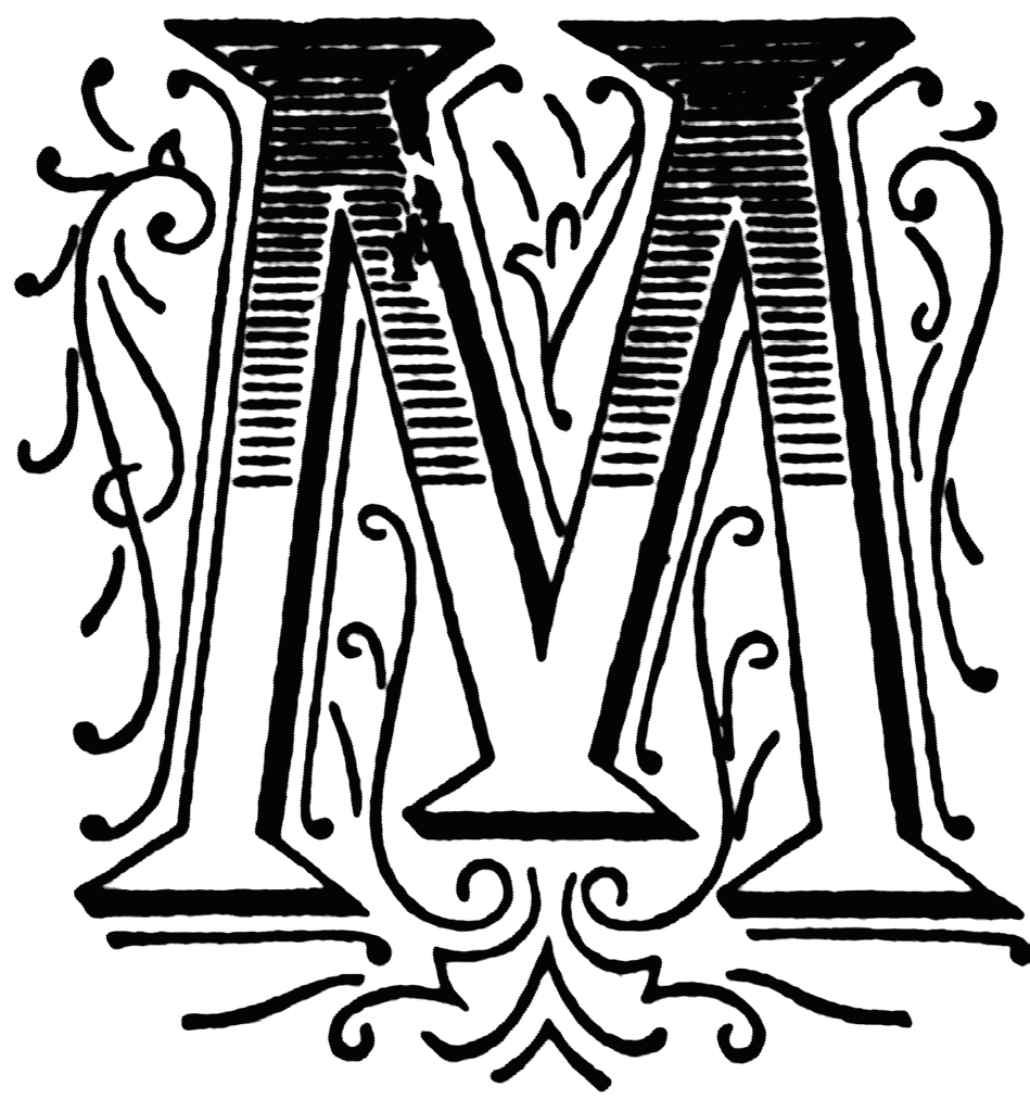 M, Ornate Initial  Clipart Etc-5602