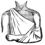 This illustration shows a method of applying a bandage to the arm.