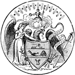 The official seal of the U.S. state of Arkansas in 1889.