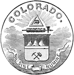 The official seal of the U.S. state of Colorado in 1889.