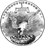 The official seal of the U.S. state of Louisiana in 1889.