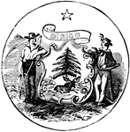 The official seal of the U.S. state of Maine in 1889.