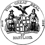 The official seal of the U.S. state of Maryland in 1889.